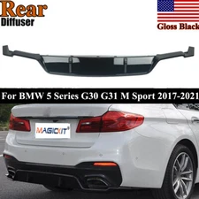 Fit BMW G30 530i M-Sport 2017-2023 3D Style Rear Bumper Diffuser Lip Gloss Black