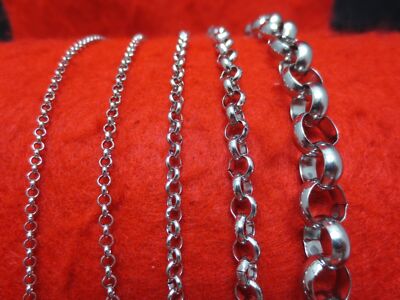 3/4/6mm 16''-84''  SILVER STAINLESS STEEL STUNNING ROLO LINK ROPE CHAIN NECKLACE