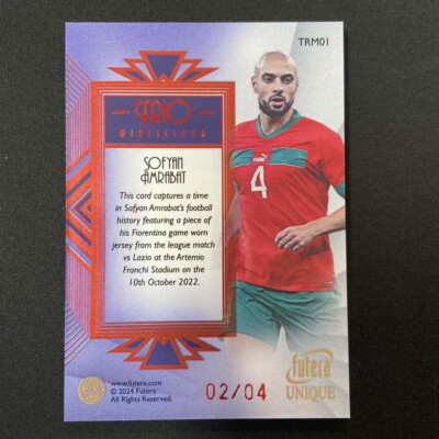 フテラ2024　1of1 モロッコ　HAKIMI AMRABAT メモラ フテラ2024 1of1 モロッコ HAKIMI AMRABAT メモラ 2024 Futera Unique