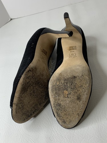 Tory Burch women pumps heels Elinor Laser-Cut peep-toe BLACK Suede Shoes sz 9.5 - Picture 10 of 12