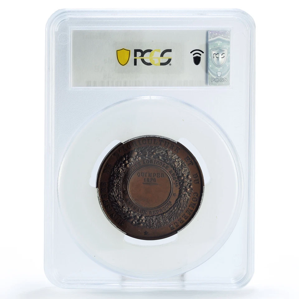 France Concours Agricole Agriculture Ministry SP65 PCGS copper medal coin 1876 - Image 2 of 4