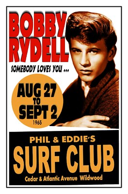 BOBBY RYDELL 1965 Gig Poster Phil & Eddie's SURF CLUB Wildwood NJ CLUB POSTER