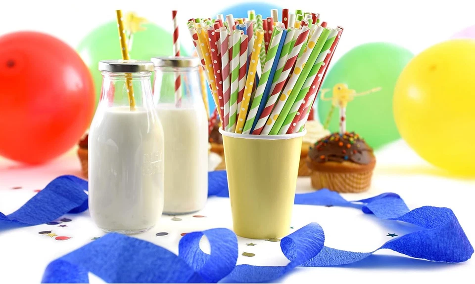 Pajitas de papel Norpro, Fiesta (paquete de 200), 100 % 7,75", multicolor  Foto 4 de 4