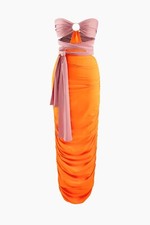 PLT Fashion nova Style Micas Contrast Tie Wrap Strapless Sexy Midi Dress L/XL