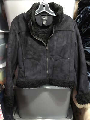 Rue 21 black faux fur lined coat size large