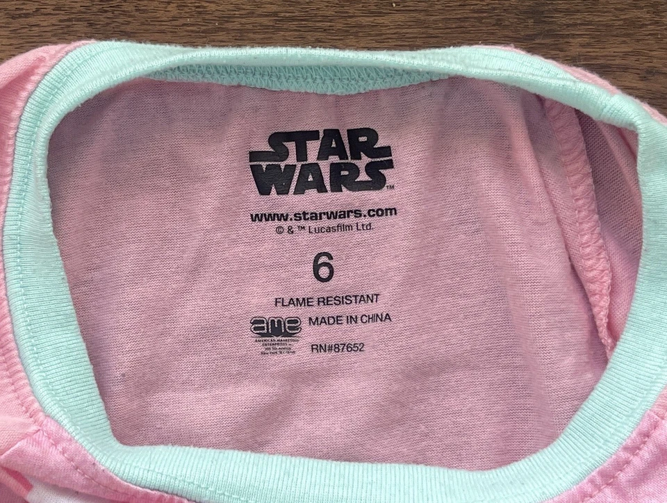 Star Wars Kids Girls Cute Baby Yoda Force Is Strong 100% Polyester PJ Top Pink 6 - Image 2 of 4