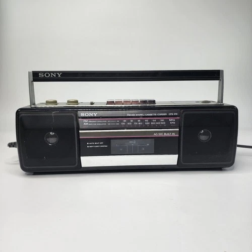 VTG Sony CFS-210 Sound Rider Boombox AM/FM Cassette Tape Black Tested & WORKS
