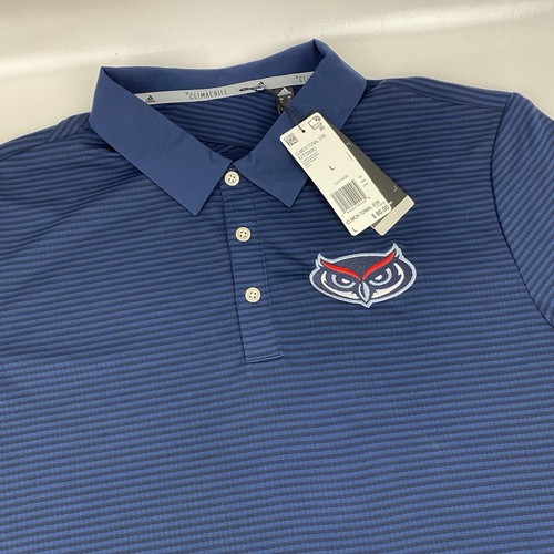Florida Atlantic Owls Adidas Climachill Polo Men's LARGE Navy Striped