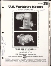 1954 US Varidrive Motors Section 300Catalog US Electrical Motors Milford CT