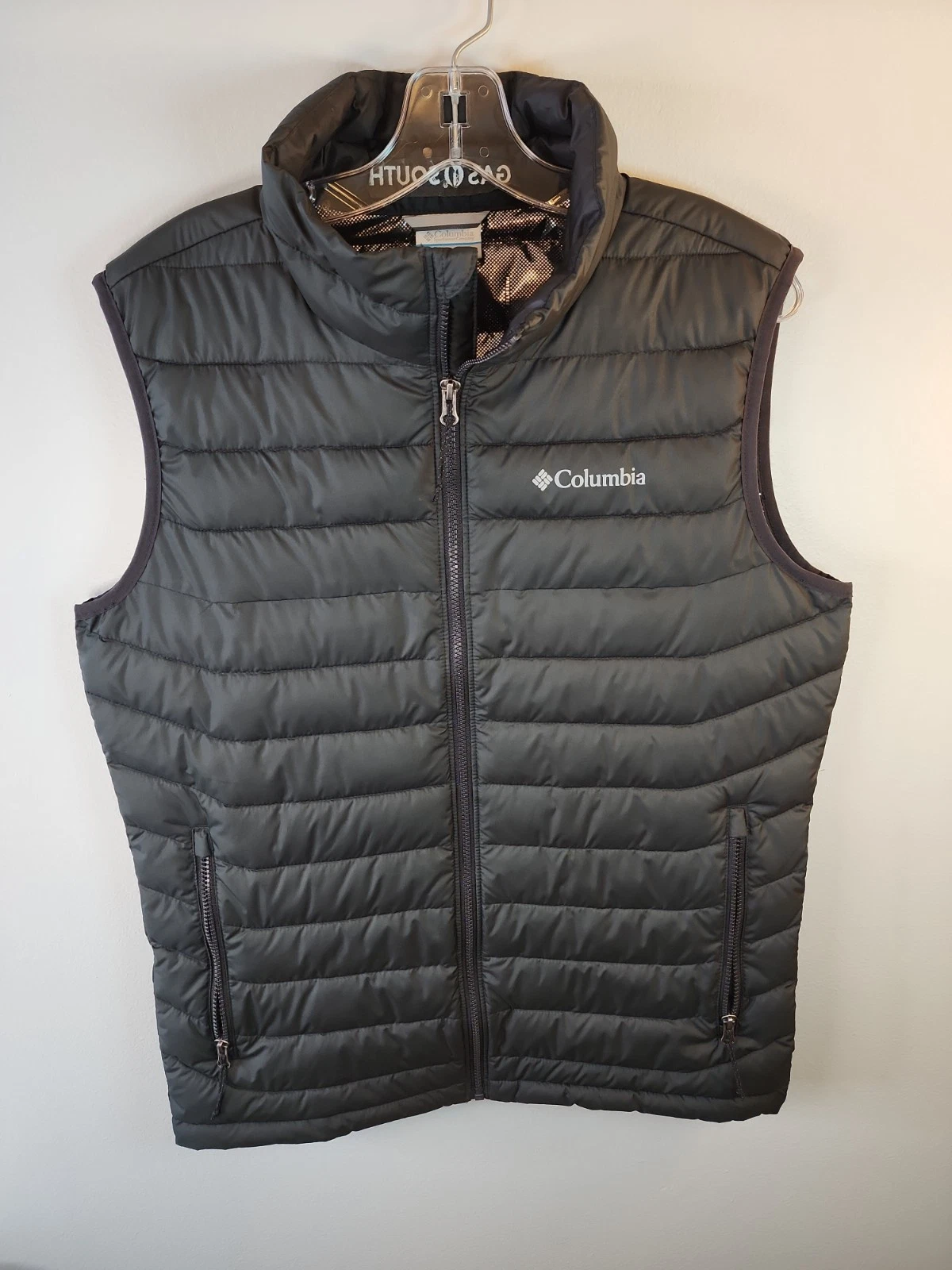 Columbia Vest Mens Medium Black Duck Down Fill Omni Heat Thermal Insulated