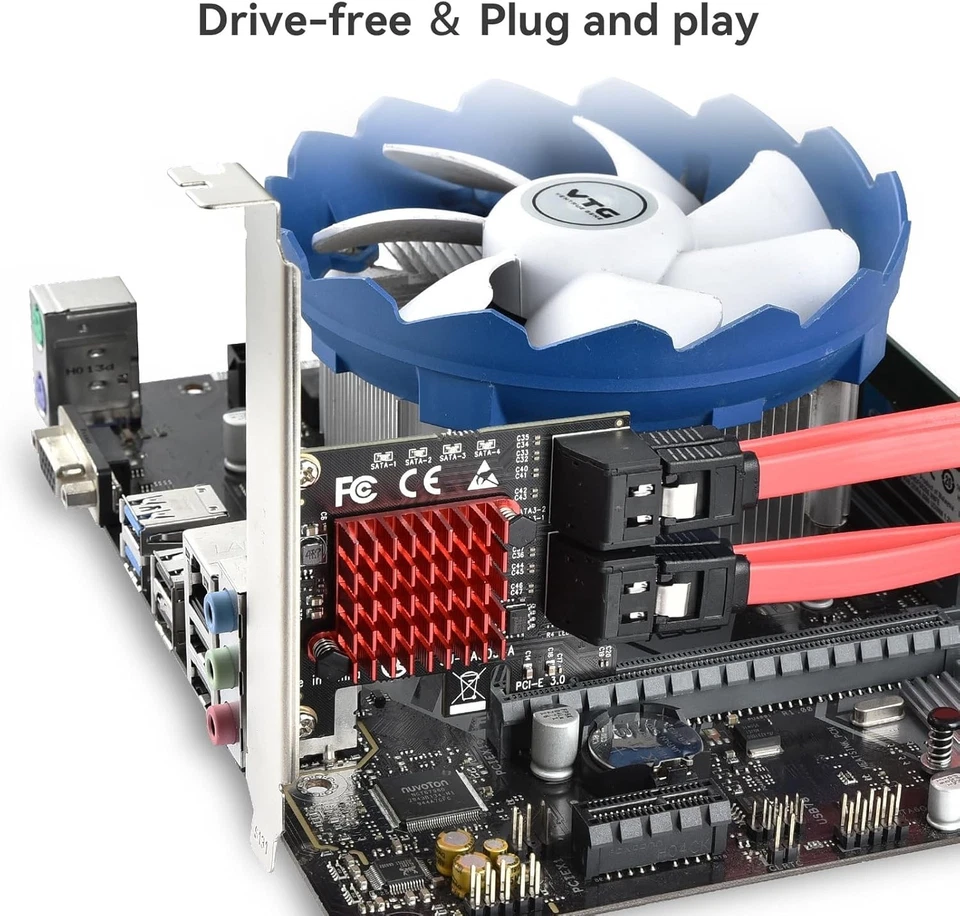 4-Port PCIe to SATA Adapter, 6Gbps SATA 3.0 Expansion Card w/ Low Profile Bracke - Image 4 of 4