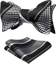 Bow Ties for Men Striped Bowties Men's Self Tie Bowtie Handkerchief Formal Tuxed