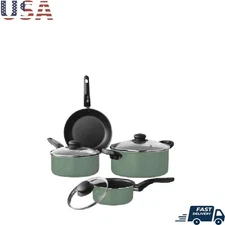 7 Piece Nonstick Aluminum Cookware Set Dishwasher Safe Kitchen Essentials New