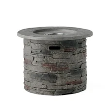 Modern 32" Round Propane Fire Pit Table with Grey Top - 40,000 BTU Heat for