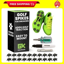DIY Golf Cleats Kit wth 20 Spikes and Tools for Flat Rubber Sole Shoe Conversion