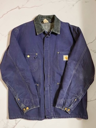 Stüssy, Stussy carhartt 80's CHORE COAT NAVY sizeL 100th Anniversary model Vintage USED
