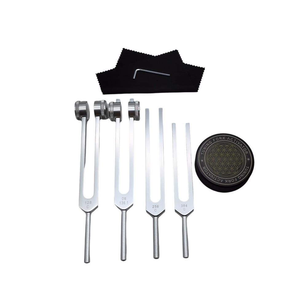 Stemvorken Set Voor Genezing Op 128Hz, 136.1Hz, 256Hz & 384Hz Met Activator Sound Therapy Journey Stemvorken Set Voor Genezing Op 128Hz, 136.1Hz, 256Hz & 384Hz Met Activator Sound Therapy Journey