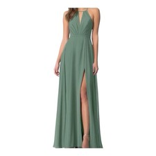 Azazie Women's dress Maxi Size A16 Green Color