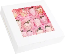 10 Pcs Pie Boxes,10x10x2.5 inches Bakery Boxes with Window,Cookie Boxes for Pie,