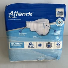 Attends Adult Unisex Disposable Briefs, X-Large, 58-63" Maximum Absorbency 20 CT