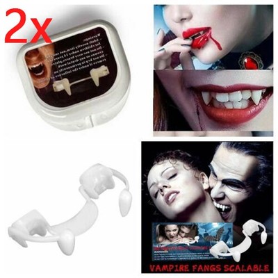 2x Halloween Einziehbare Vampirzähne Zahnersatz Zombie Zähne Cosplay Requisiten
