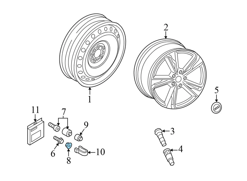AUDI S5 SPORTBACK 2018-2024 - JUEGO DE TAPAS / TUERCA / PERNO 4M0601173D Foto 2 de 3