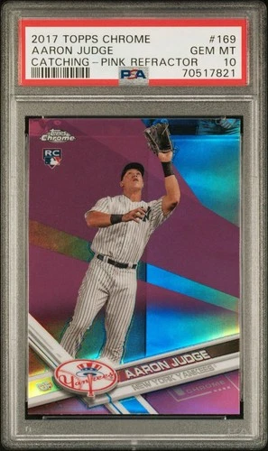 Topps 2017 Chrome Aaron Judge #169 Pink Refractor RC PSA 10 Yankees