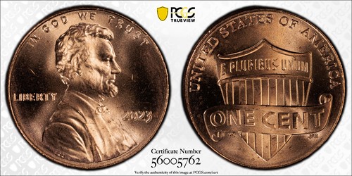 MS67 2023 EXTRA ' V ' ERROR VDB V LINCOLN SHIELD PENNY PCGS MS67 RD CENT VARIETY - Picture 3 of 7