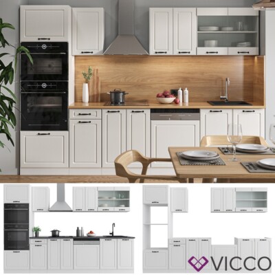 Cuisine Équipée Vicco R-Line – Style Rustique 300cm, Blanc, Neuve Sous Emballage