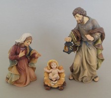 Heilige Familie 4-teilig für Krippenfiguren Größe 11 cm Holz geschnitzt bemalt