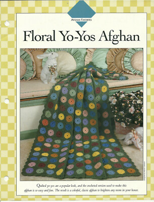 Floral Yo-Yos Afghan Crochet Pattern Leaflet c