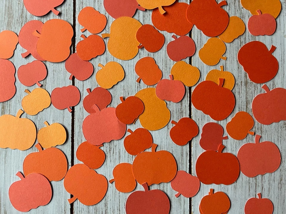 Confeti Calabaza Tonos de Naranja Calabazas Otoño Acción de Gracias Decoraciones 200 piezas Foto 2 de 2