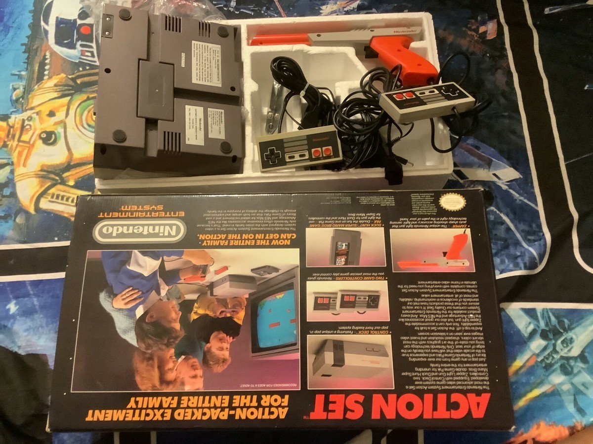 Original Nintendo NES Action Set System IN BOX with mario bros