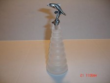 DOLPHIN ATOP 7" TALL FROSTED GLASS BASE PERFUME BOTTLE