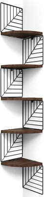 Corner Shelf Wall Mount of 5 Tier, Rustic Wood Floating Shelves Wall Shelves