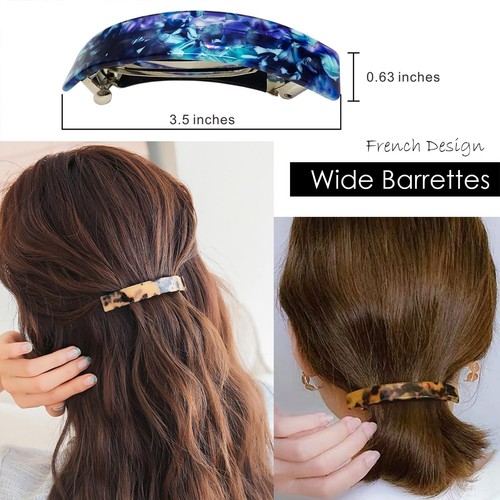 Large French Barrettes for Women Fine Thick Hair Classic Tortoise Shell Hair ... - 第 3/6 張圖片