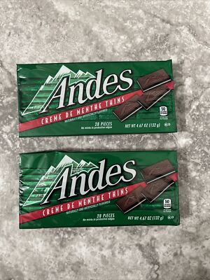 Andes Creme De Menthe Thins Chocolate Candies ~ Lot of 2 Packs Of 28 Pieces