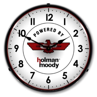 Retro Nostalgic Holman Moody Game Room Man Cave Backlit LED Lighted Wall Clock