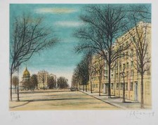 Jean CARZOU : Paris, Boulevard des Invalides, Lithographie originale signée