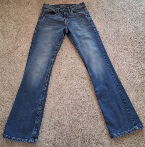 Rock 47 Wrangler Jeans Mens 30x36 (30x35) Slim Boot Embroidery Thick Stitch
