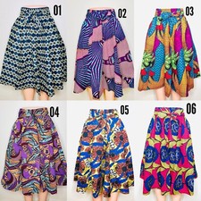 Women's Printed African Midi Skirt WITH POCKETS One Size  HEADWRAP