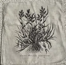 Linen Pillow Cover Gramen Parriceum Spica Aspera Rough Grass 18x18 Button Closur