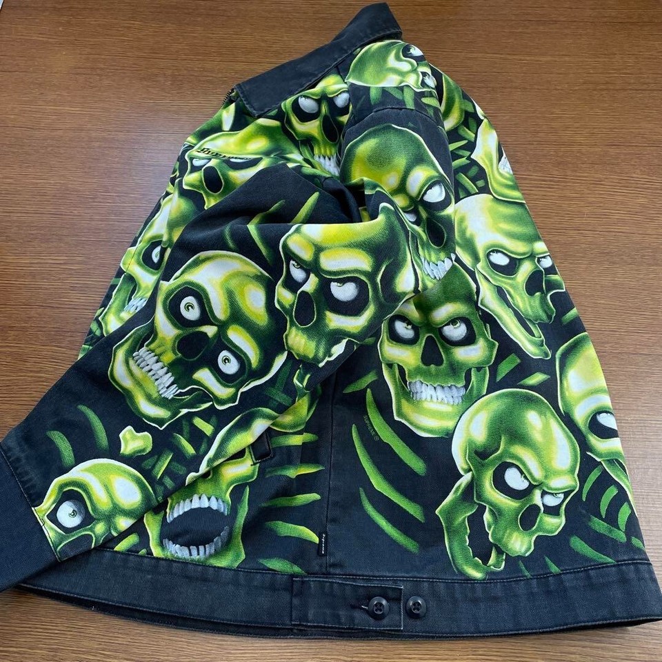 Supreme Skull Pile Work Jacket Liquid Blue Size M JAPAN USED VG Auth