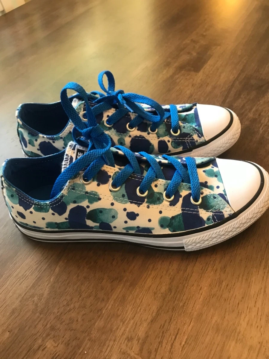 CONVERSE ALL STAR SNEAKERS WHITE BLUE DESIGNS size 3 GENDER