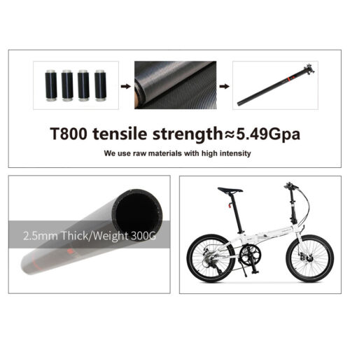 Carbon Bicycle Seatpost BMX Folding Bike Seat Tube Post 33.9*580mm For Dahon 412 - Picture 2 of 14