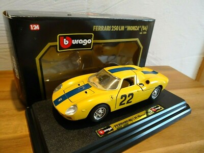 Ferrari 250 Le Mans Monza #22 1966 gelb - Streifen blau Bburago 1:24 in OVP