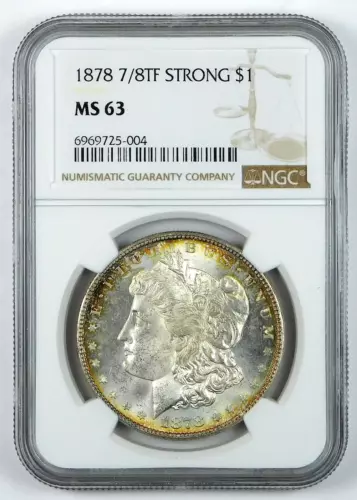 1878 7/8TF Strong Morgan Silver Dollar - NGC MS 63 - Rim Toning