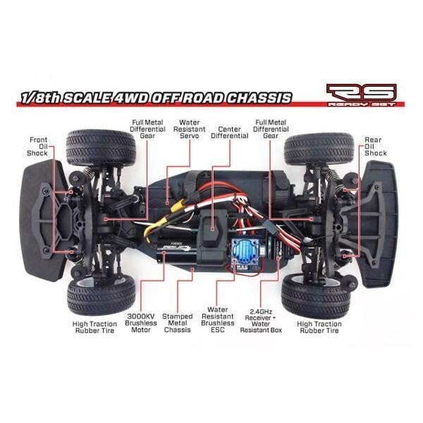 1/8 Scale Porsche 959 Electric RC Car 4WD M48S 520 × 231 × 180mm