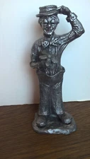 Michael Ricker Pewter Happy Clown 5" Figurine Polka Dot Bow Tie Flower USA NICE!