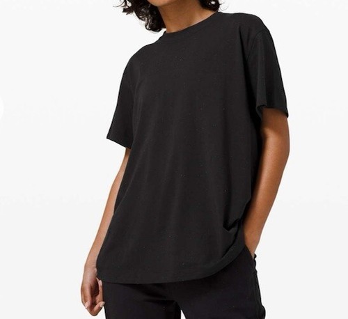 Lululemon LA All Yours Boyfriend Tee Confetti schwarz Damen T-Shirt Größe 10